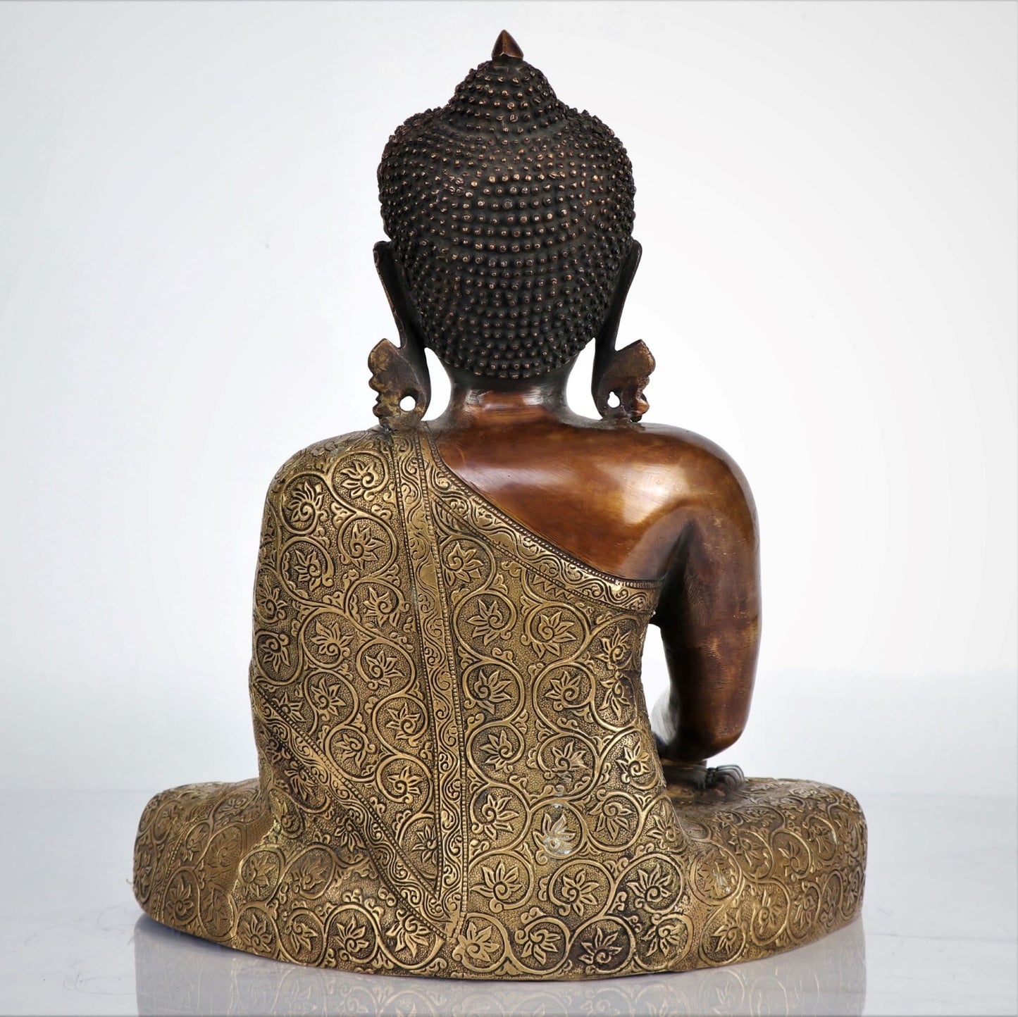 Brass Buddha Meditating Sculpture 17"