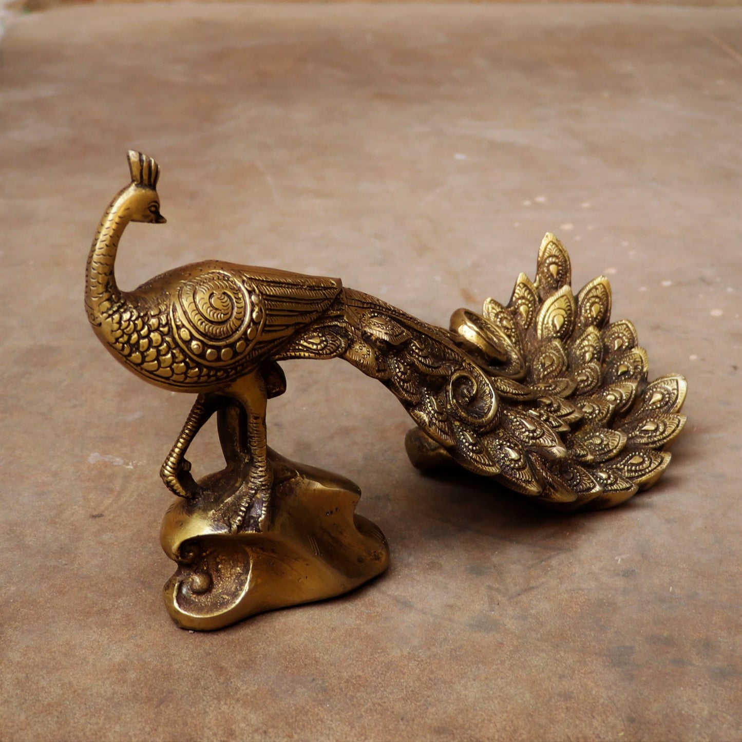 Brass Decor Peacock Figurine 7"