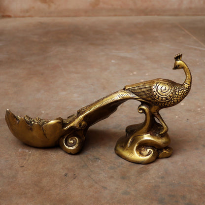 Brass Decor Peacock Figurine 7"