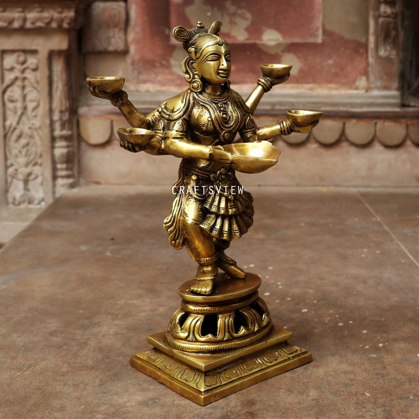 Brass Deeplakshmi Statues 13"