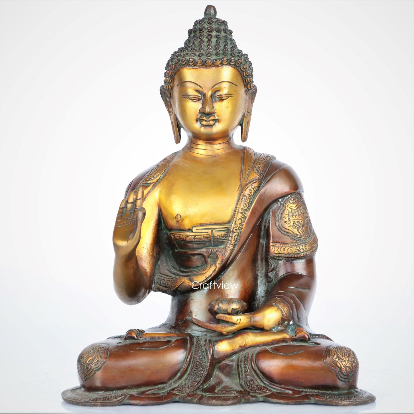 Brass Buddha Statue 13"