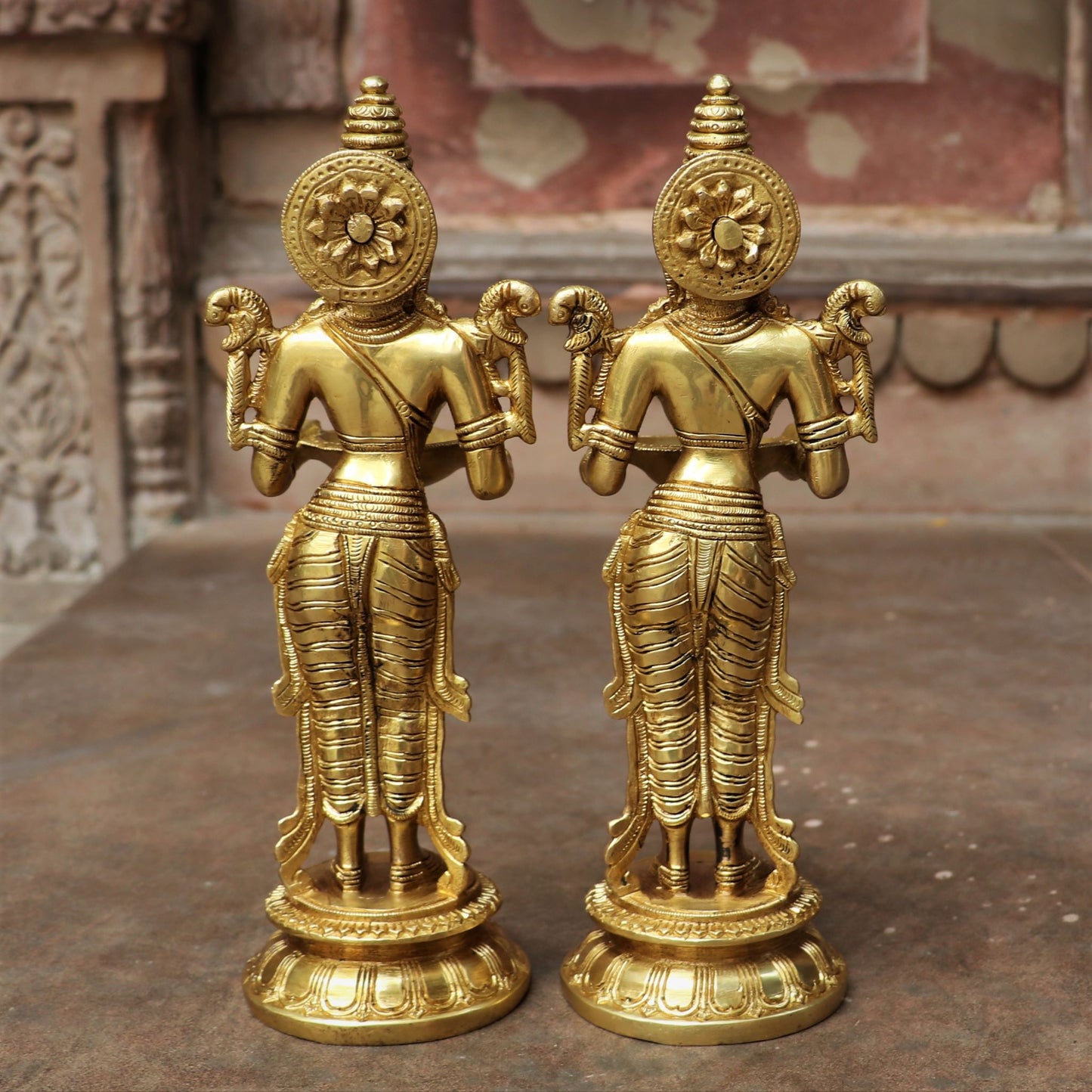 Brass Deeplakshmi Statues Holding in Deep 2 peace Set 11.5