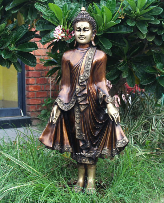 Brass standing Buddha Sculpture 42"