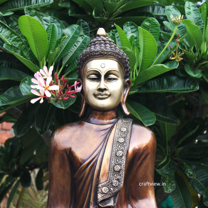 Brass standing Buddha Sculpture 42"