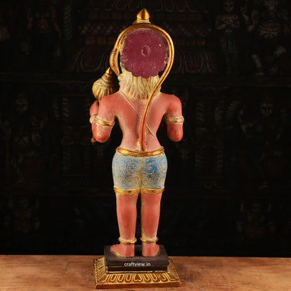 Standing Lord Hanuman Brass Statue in Blessing Colorful Finished