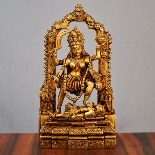 Brass Kali Statue with frame 11"