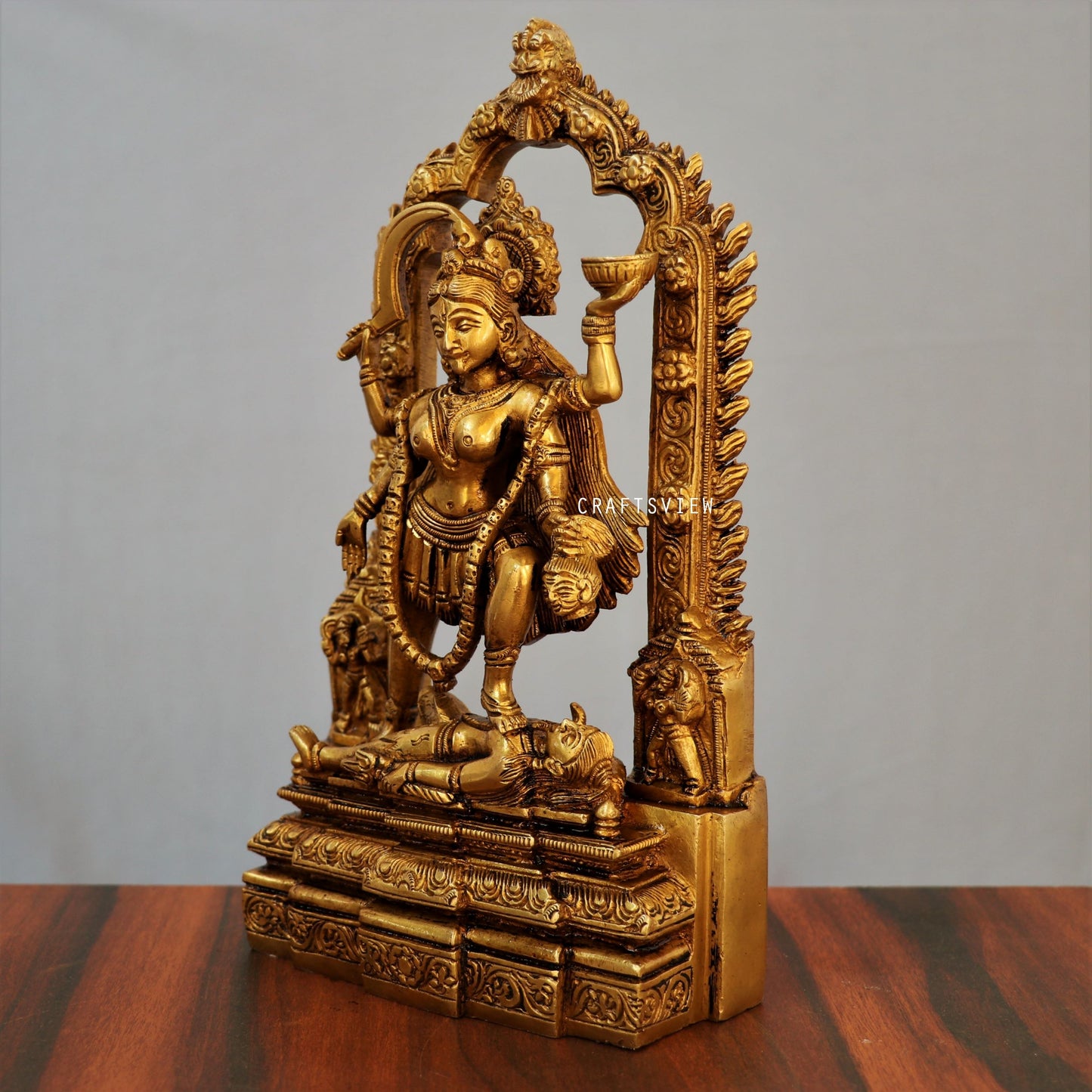 Brass Kali Statue with frame 11"