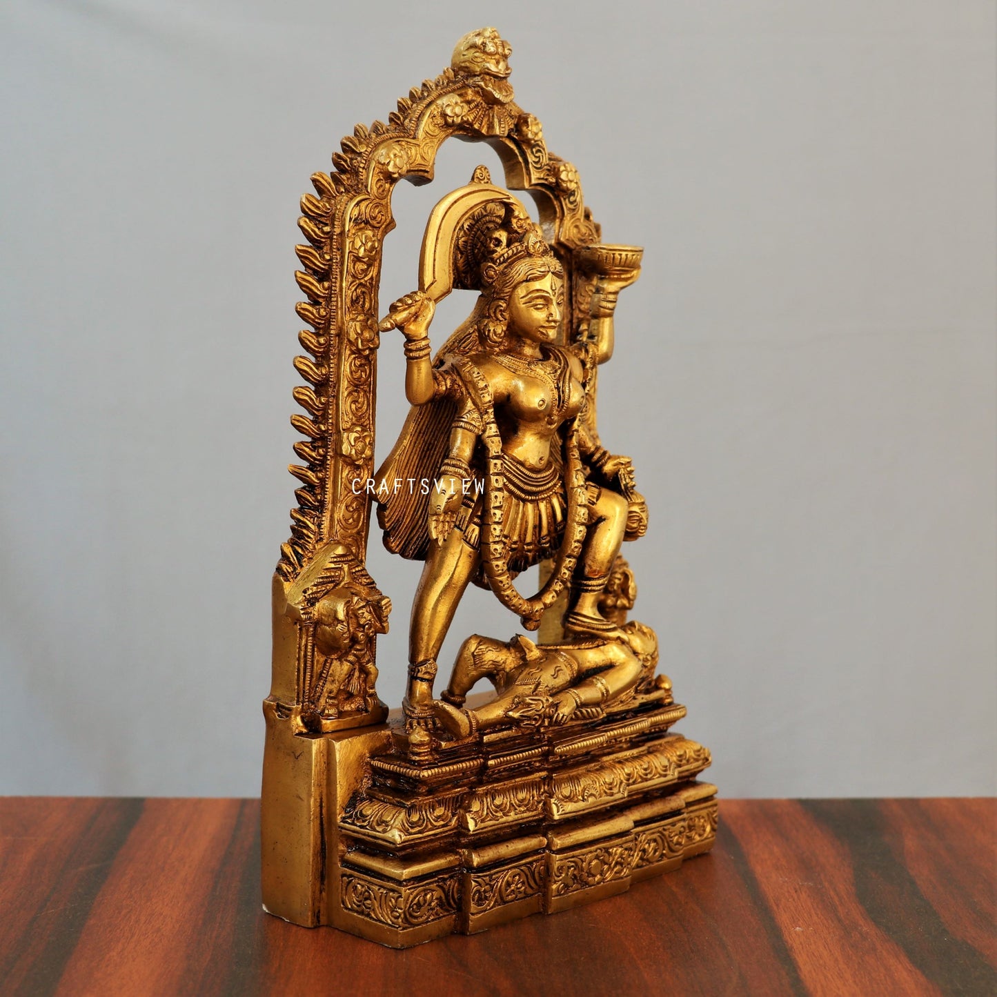 Brass Kali Statue with frame 11"