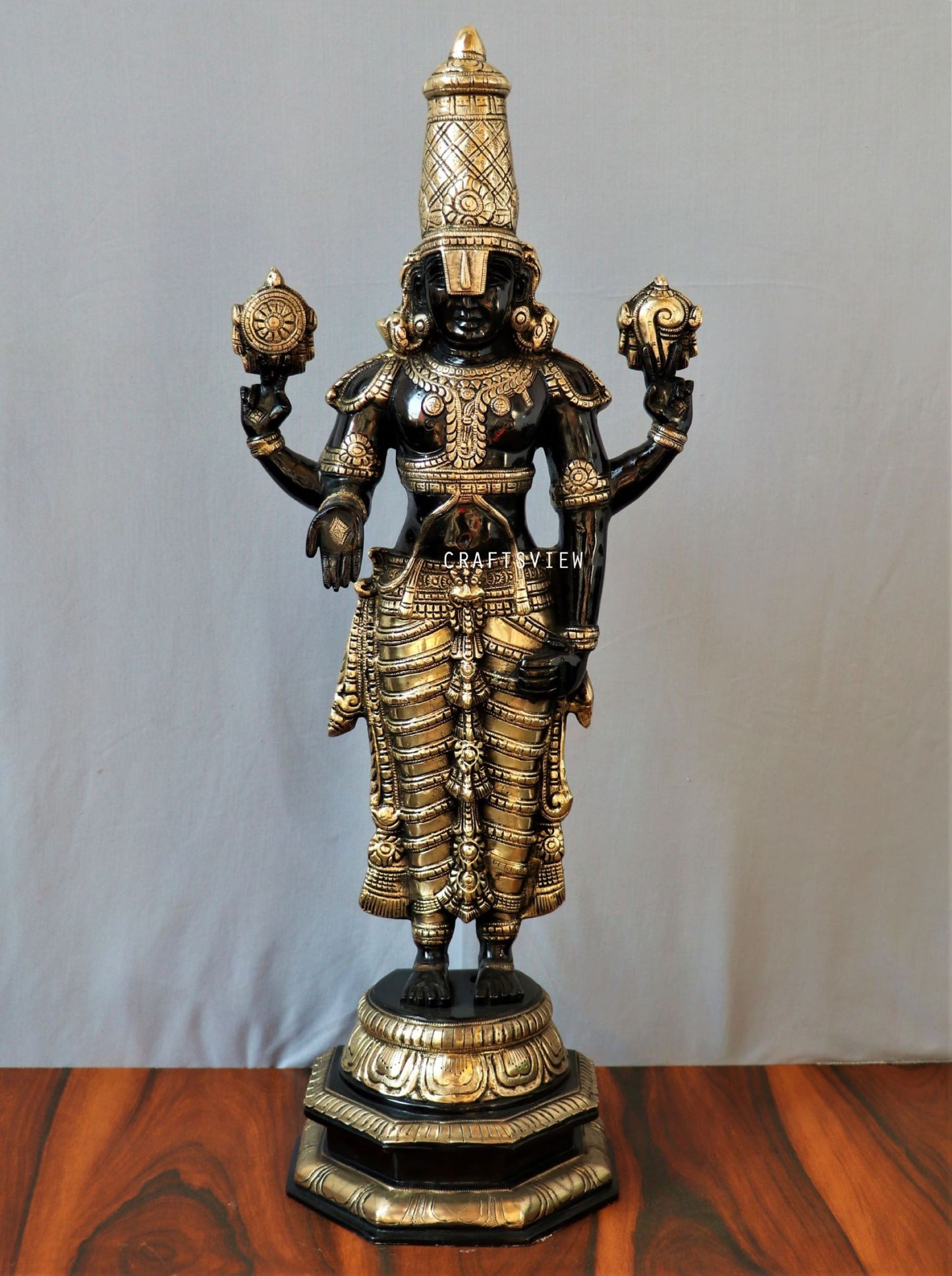 Brass Tirupati Balaji Venkateshwara Statue 33"