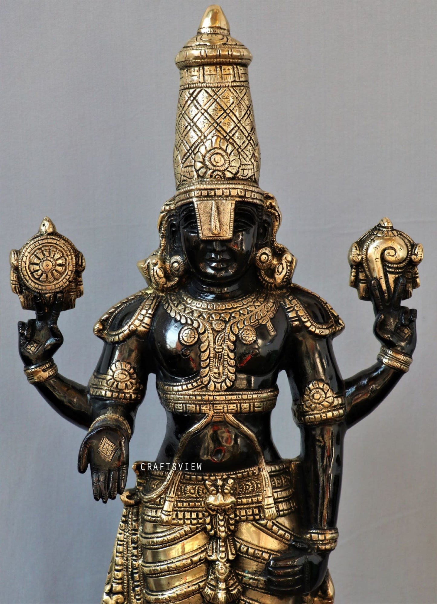 Brass Tirupati Balaji Venkateshwara Statue 33"