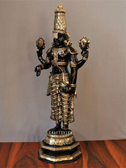 Brass Tirupati Balaji Venkateshwara Statue 33"