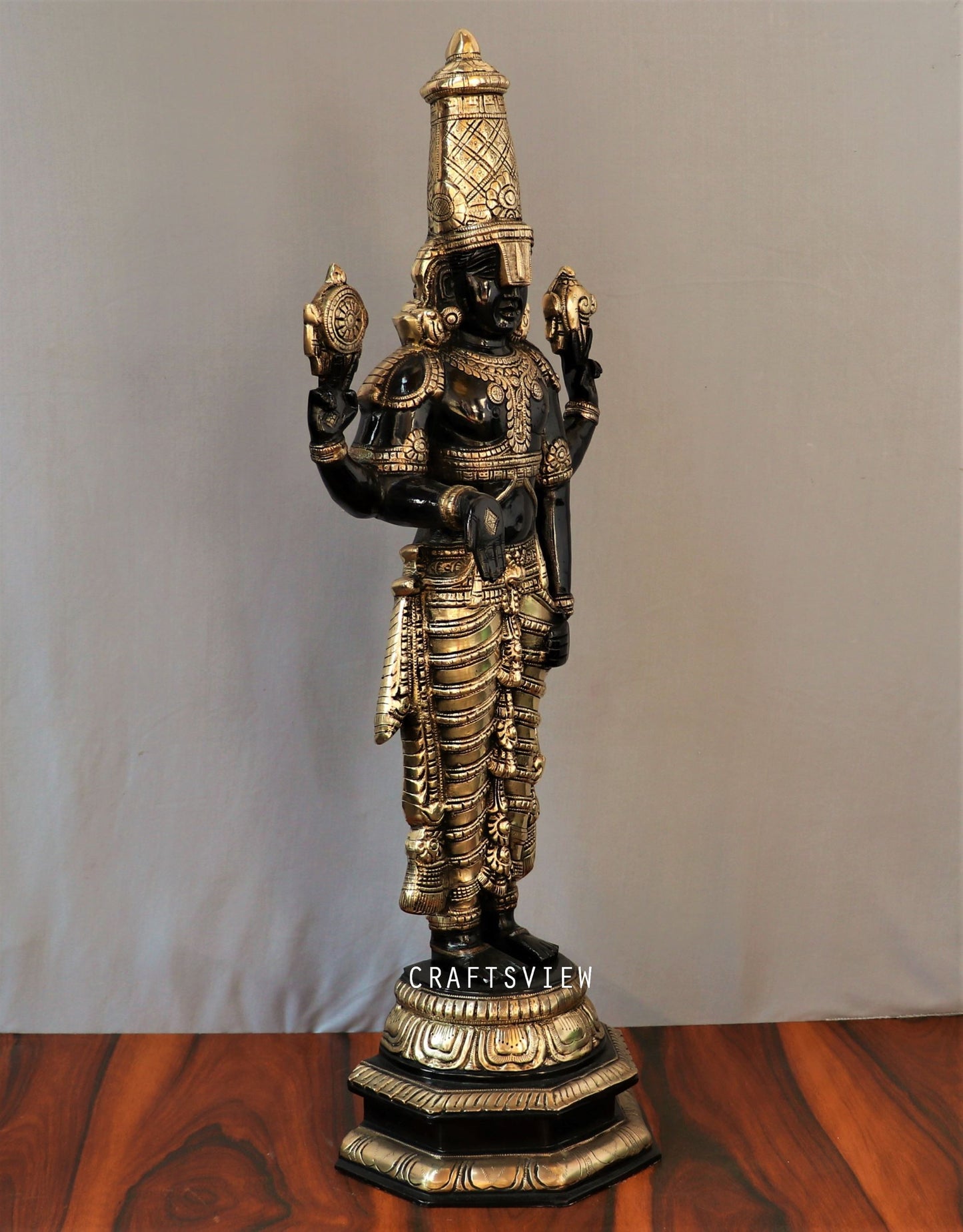 Brass Tirupati Balaji Venkateshwara Statue 33"