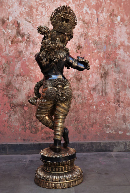 Exquisite Lord Krishna Brass Large Sculpture 45"