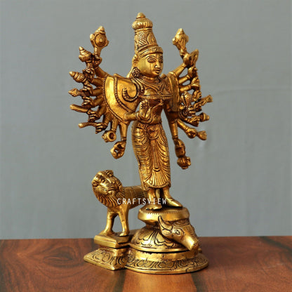 Brass Durga (mahishasur mardini) Statue 9"