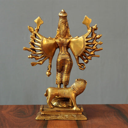 Brass Durga (mahishasur mardini) Statue 9"