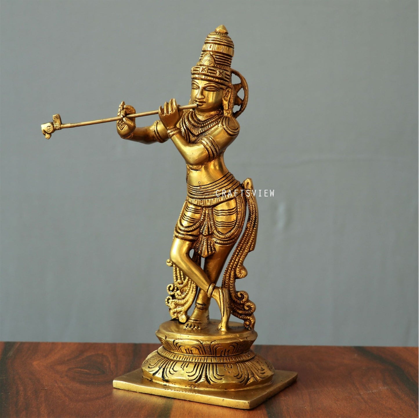 Brass Krishna Artistic Idol 10"