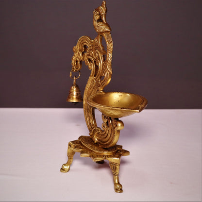 Brass Peacock Oil Lamp Decor