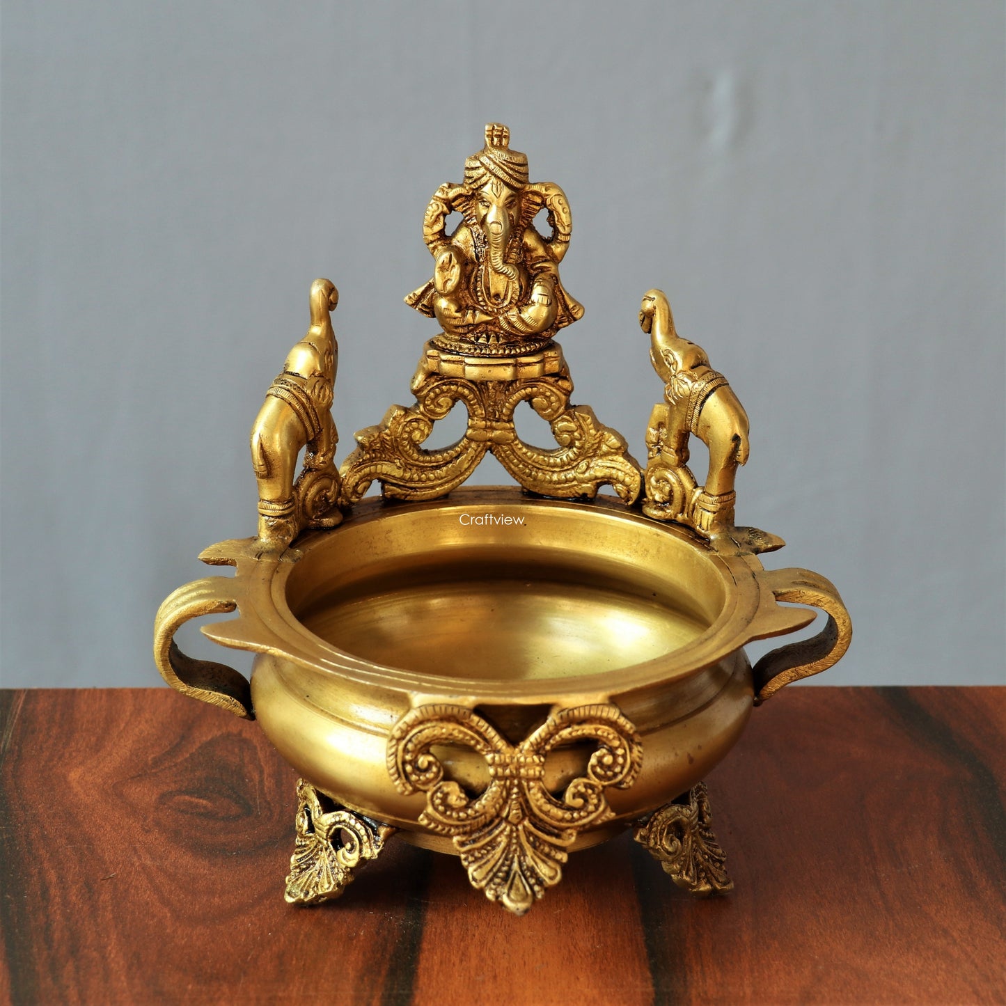 Brass Ganesh Urli Decor