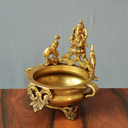 Brass Ganesh Urli Decor