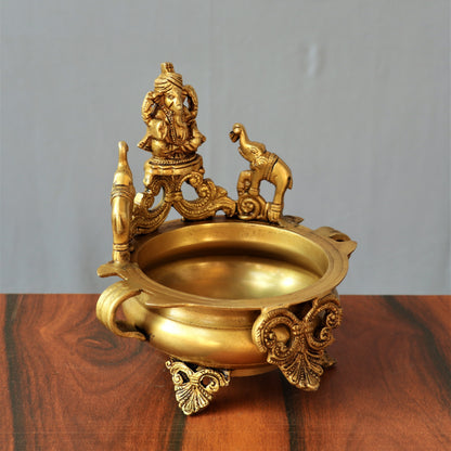 Brass Ganesh Urli Decor