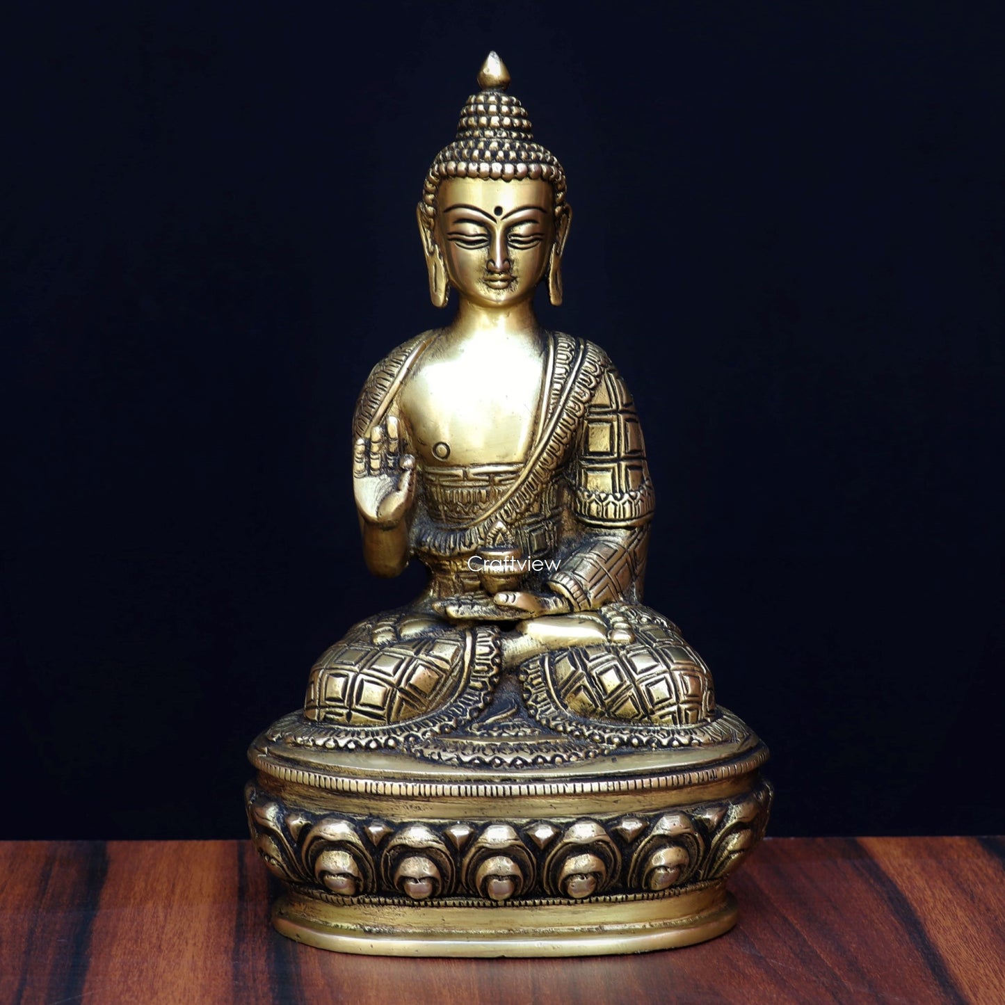 Brass Buddha Idol 10"