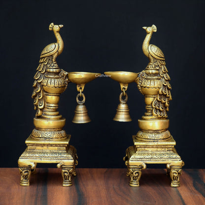 Brass Peacock Satnd Oil Lamp