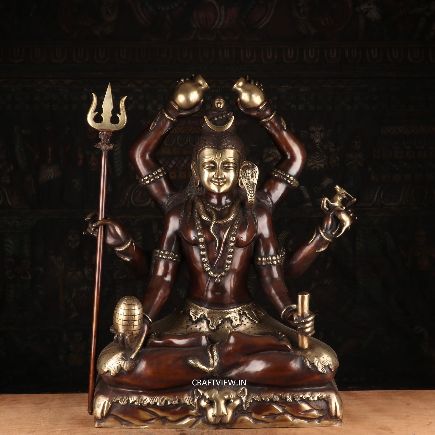 Brass Lord Shiva Sculpture 6 Hand Super Fine Handwork 30"