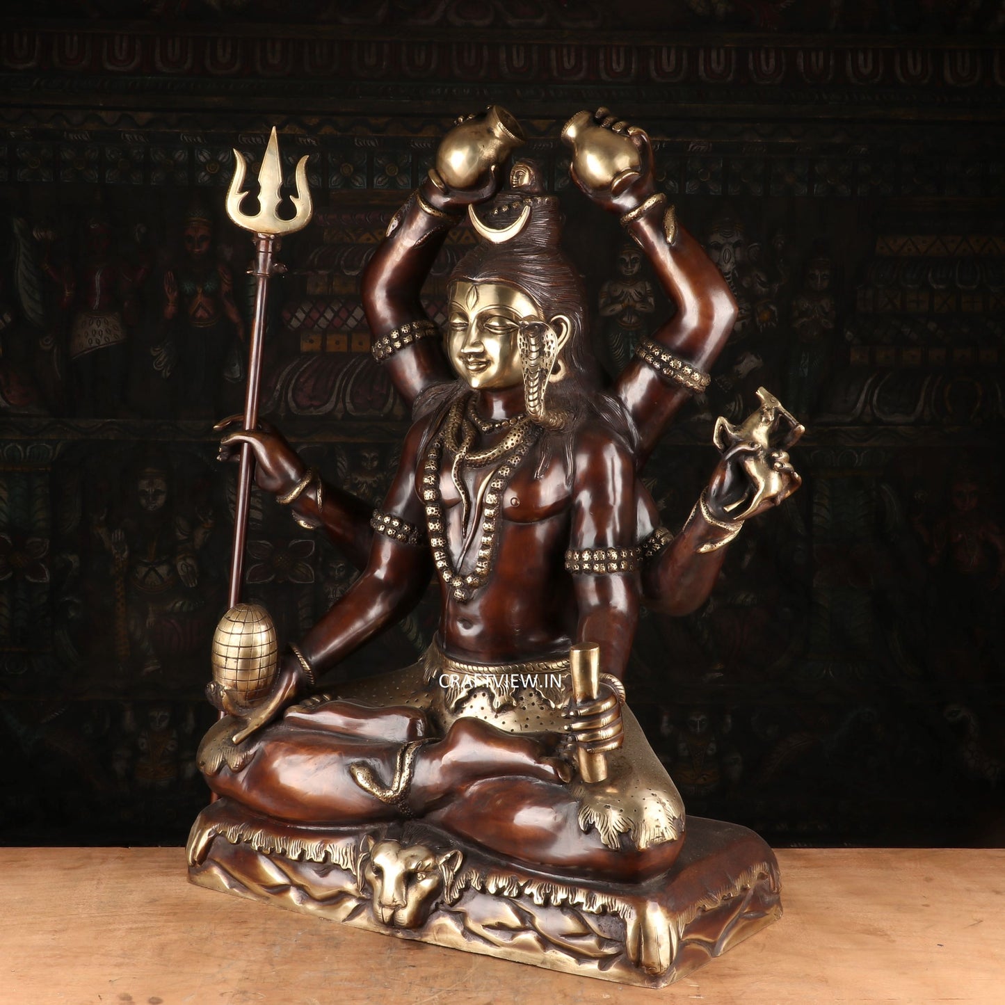 Brass Lord Shiva Sculpture 6 Hand Super Fine Handwork 30"