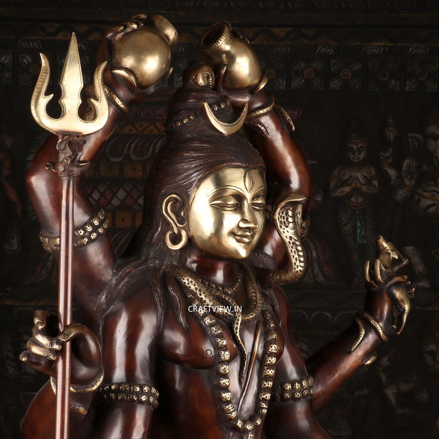 Brass Lord Shiva Sculpture 6 Hand Super Fine Handwork 30"