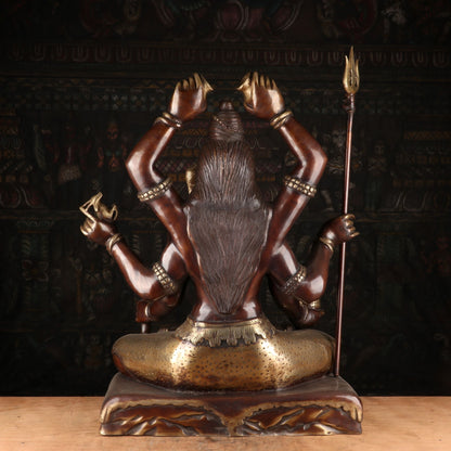 Brass Lord Shiva Sculpture 6 Hand Super Fine Handwork 30"