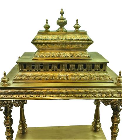 35" Unique Bronze Temple with Beautifully Handcrafted Pillars