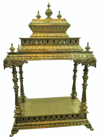 35" Unique Bronze Temple with Beautifully Handcrafted Pillars