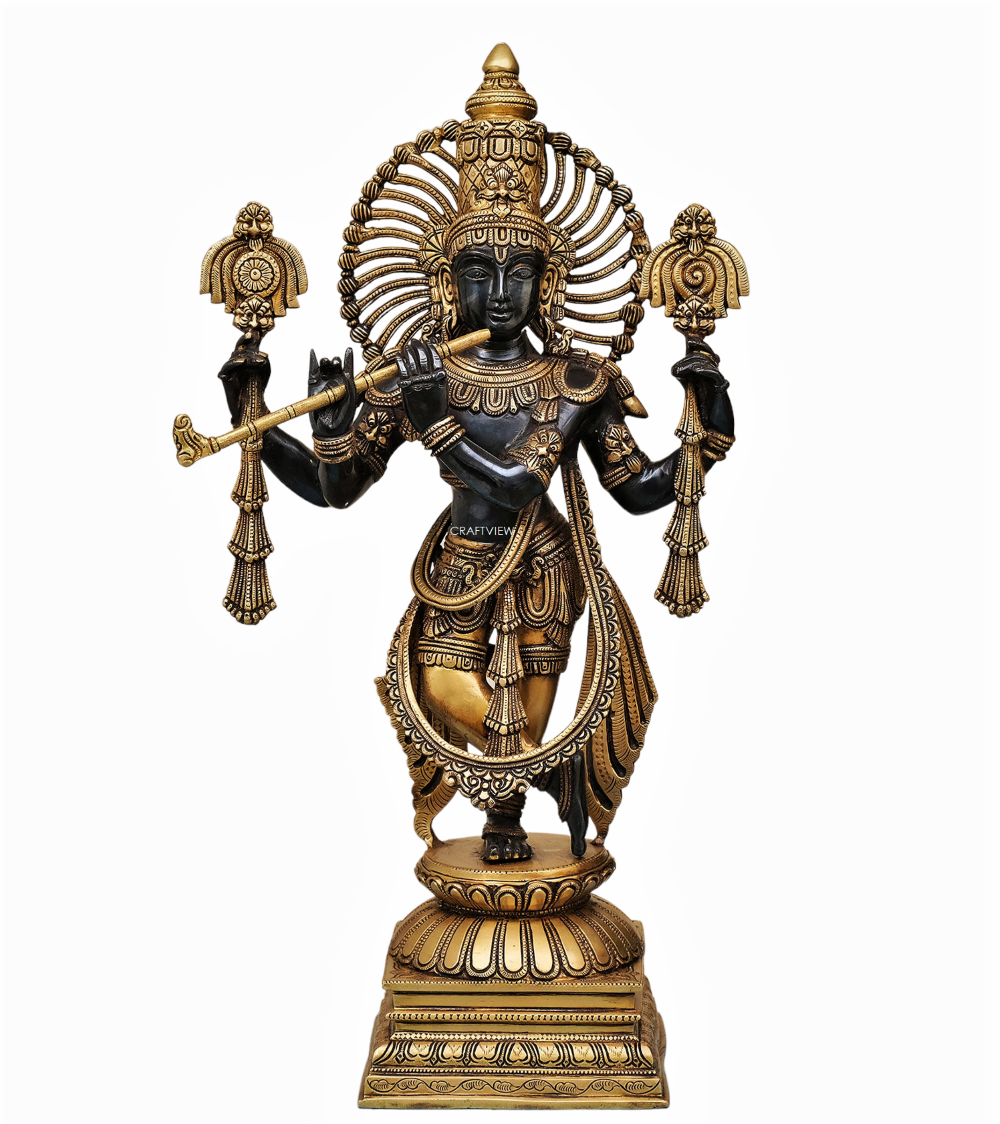 Brass Krishna Sculpture 24"