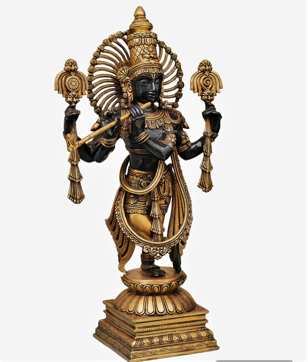 Brass Krishna Sculpture 24"