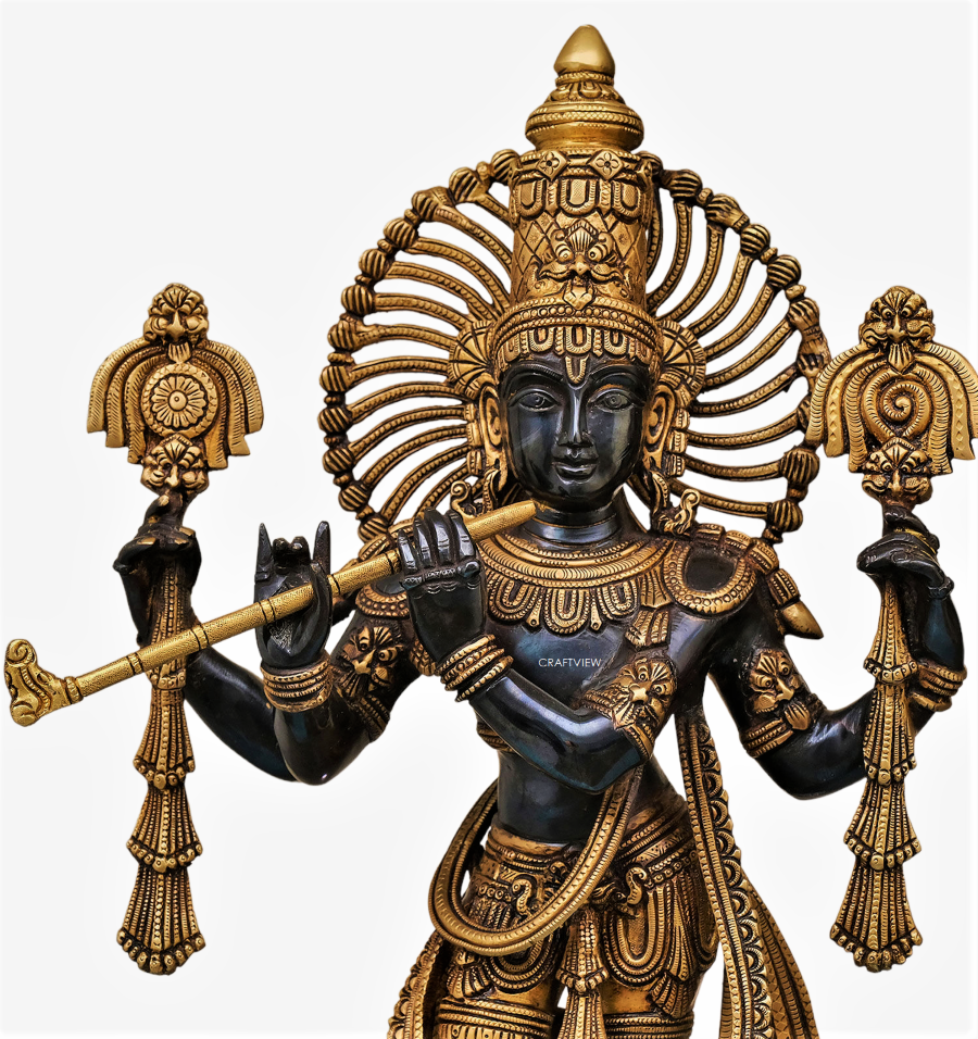 Brass Krishna Sculpture 24"