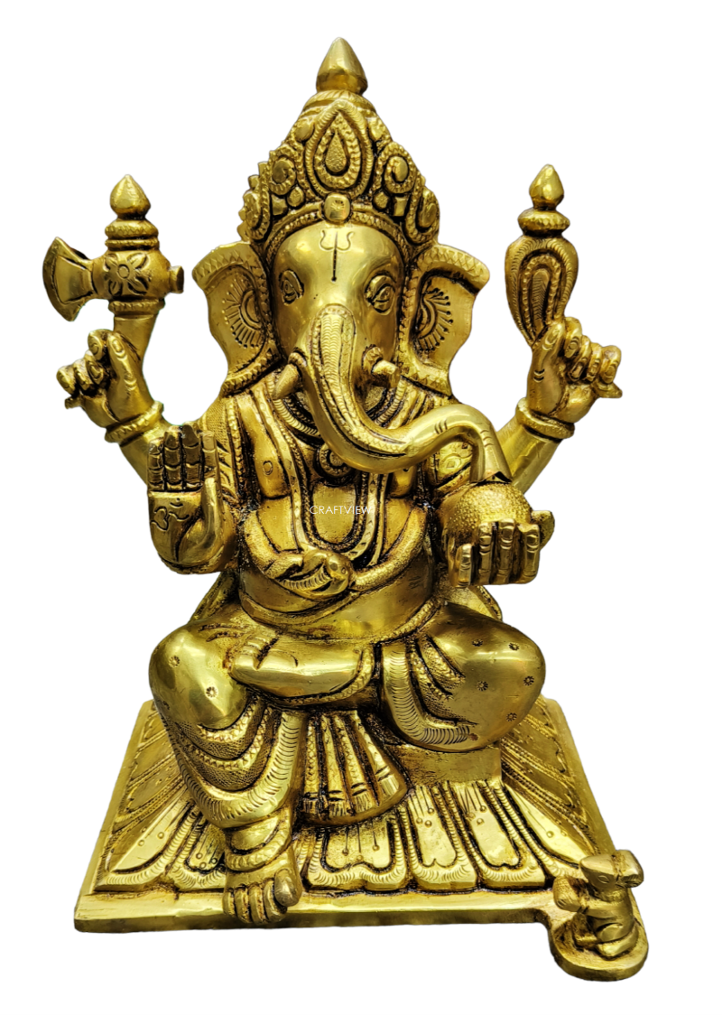 9" Brass Lord Ganesha Sculpture