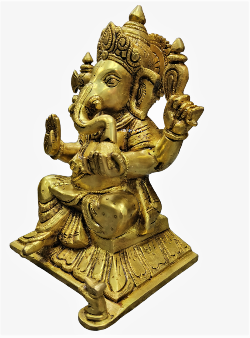 9" Brass Lord Ganesha Sculpture