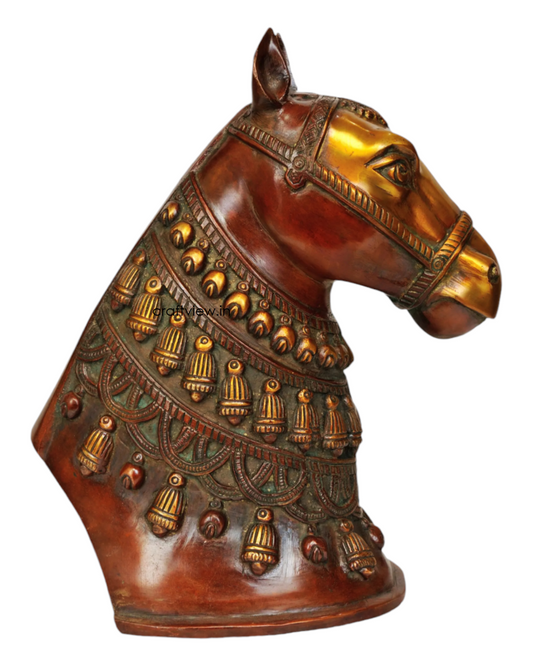 11" Brass Horse Head Figurines | Animal Sculptures