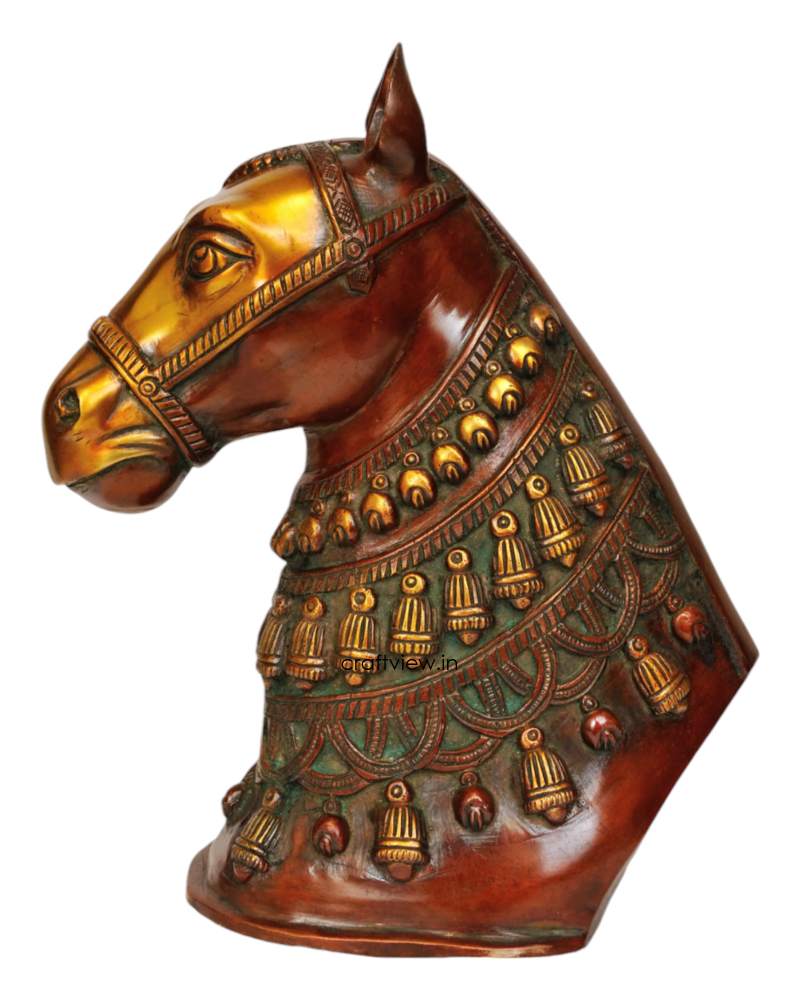 11" Brass Horse Head Figurines | Animal Sculptures