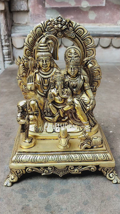 Brass Shiva Family Statue 12"