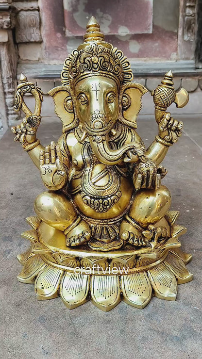 15" Brass Lord Ganesh Statue super fine