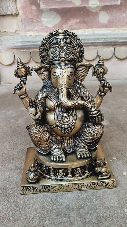 Brass Lord Ganesh Statue 11"