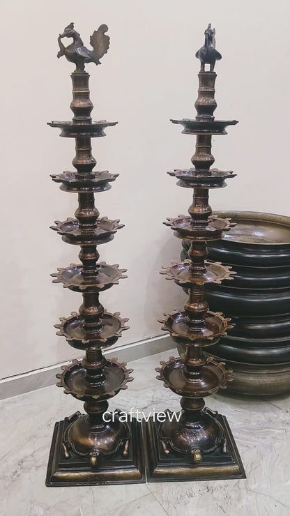 Bronze Oil Lamps Traditional Décor 108 wick, 60" Vintage Brown.