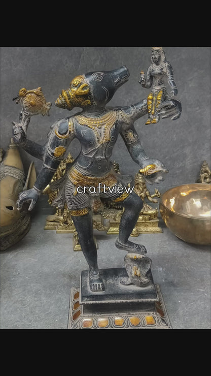 Brass Varaha Lakshmi Idol 17"
