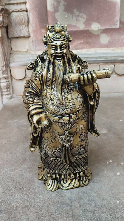 Brass Chinese Wise Men Statue 13.5"