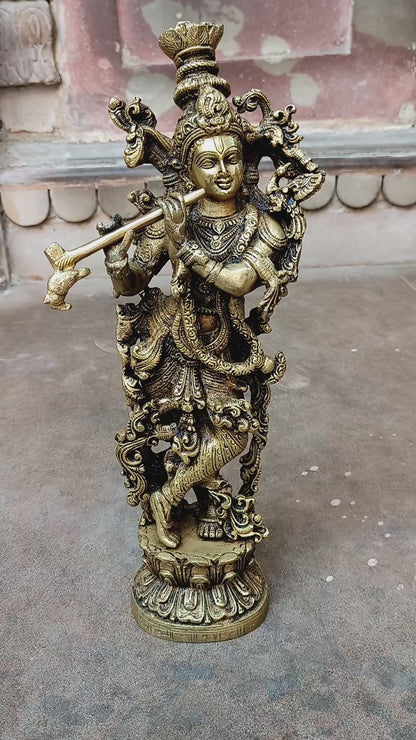 Brass Krishna Artistic Idol 14"