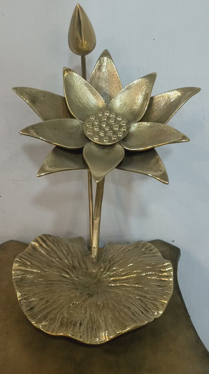 Brass Decoration Tray Lotus Leaves Figurine