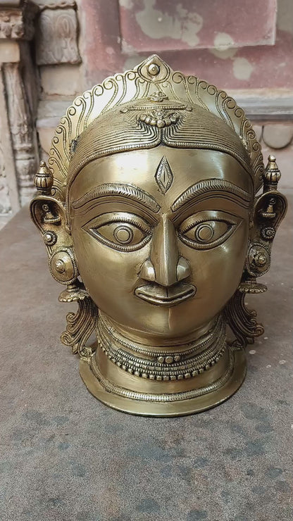 12" Brass Parvati (Gouri) Head Decor Showpiece