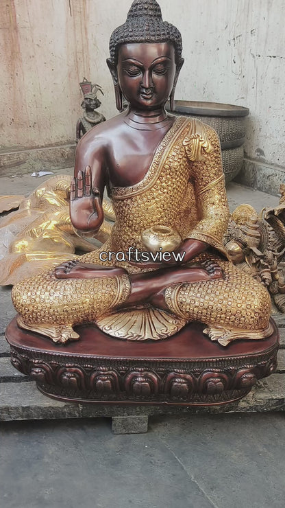 22" Brass Lord Buddha Blessing Statue