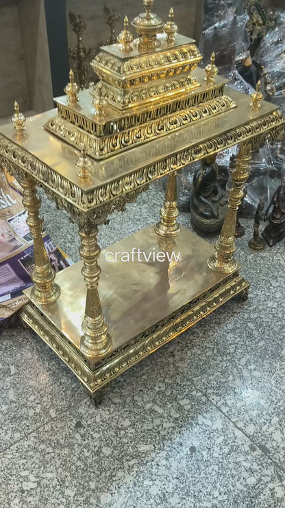 35" Unique Bronze Temple with Beautifully Handcrafted Pillars